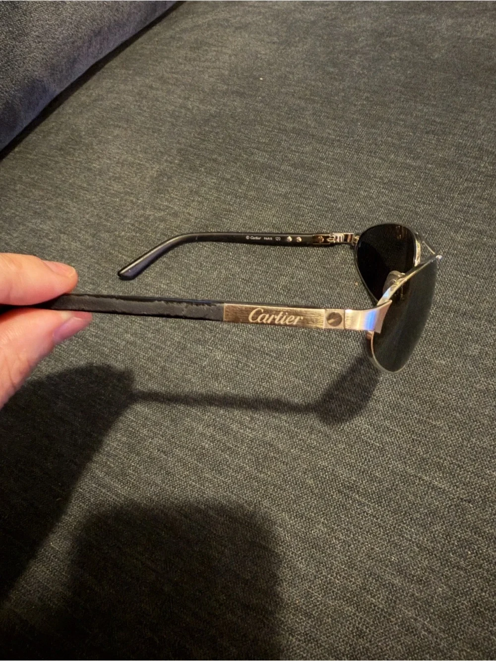 Vintage Cartier Women's Silver Frame Black Lens Aviator /Navigator Sunglasses